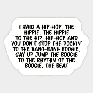 Old School Hip Hop Rap Lyric Sticker